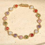 Pulsera de corazón retro dorada "Amor Arcoíris"