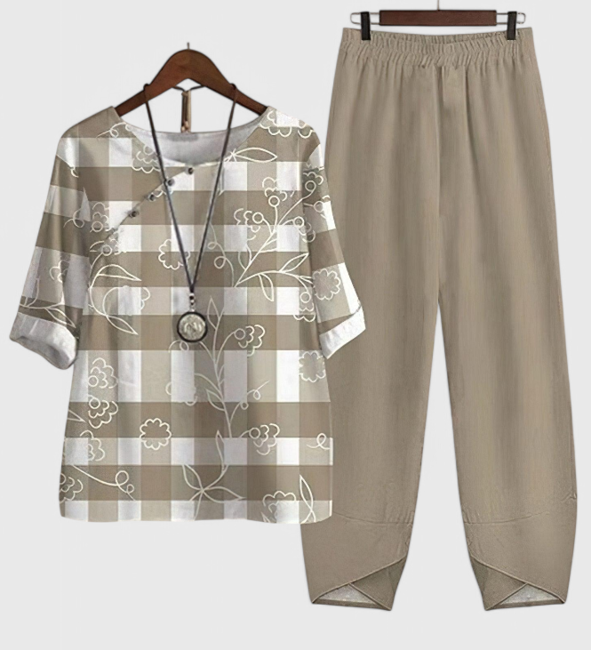 Ursula Conjunto Chic de Camisa y Pantalón con Estilo Relajado