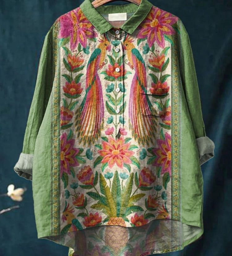 Tiziana – Camisa de lino con estampado