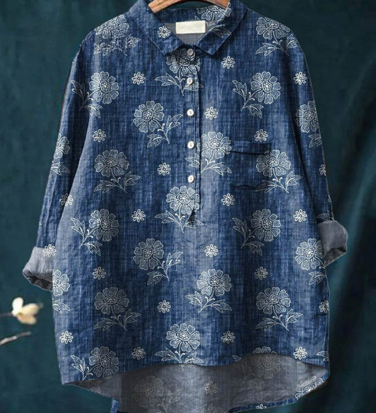 Carmen – Camisa de lino con estampado