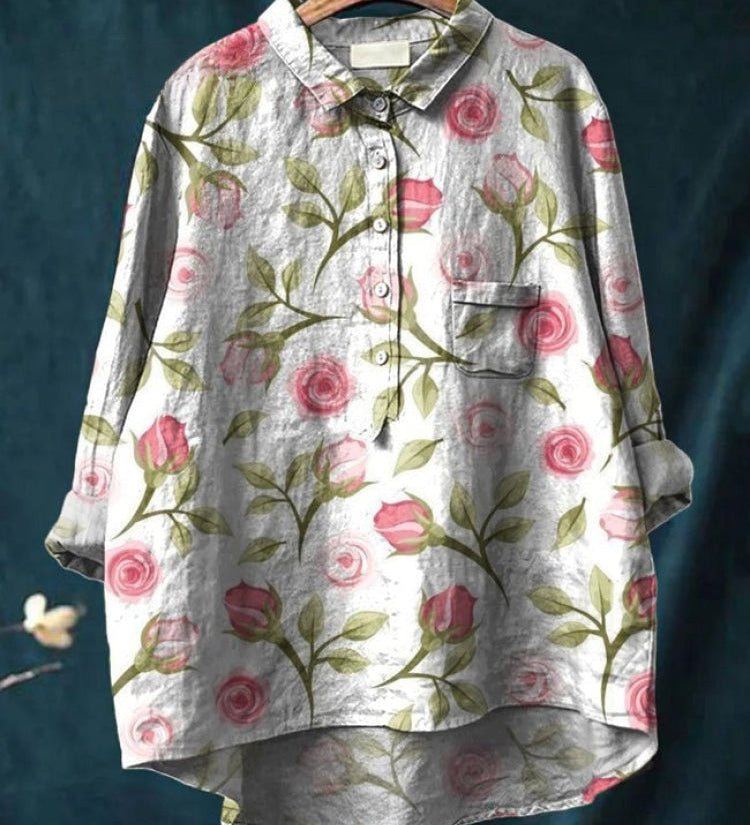 María – Camisa de lino con estampado