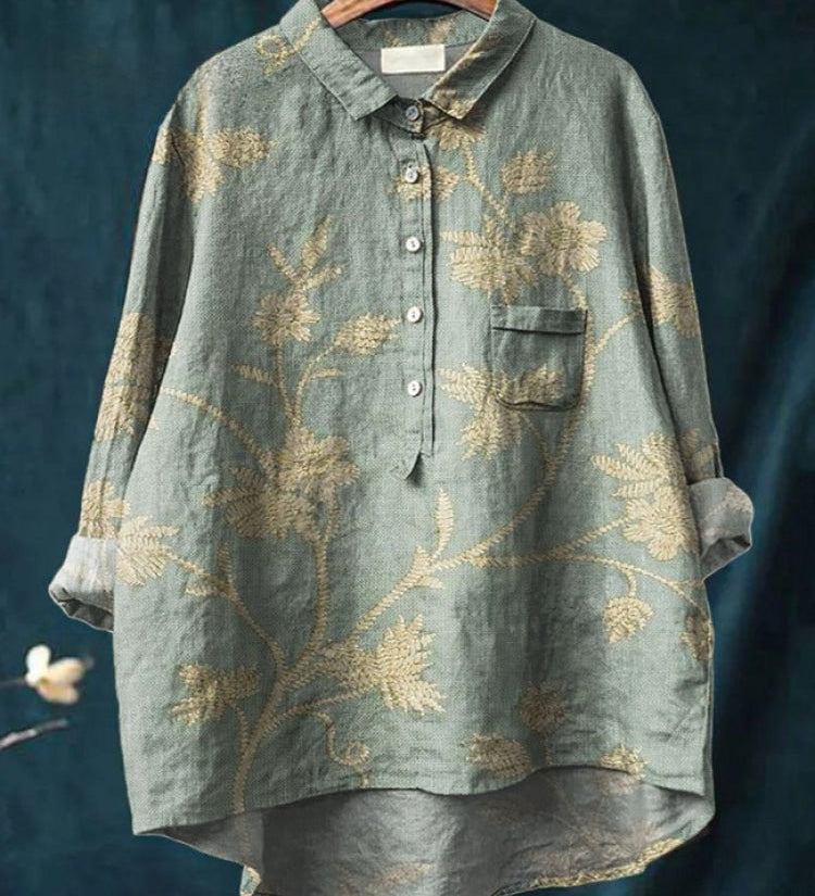 Ana – Camisa de lino con estampado