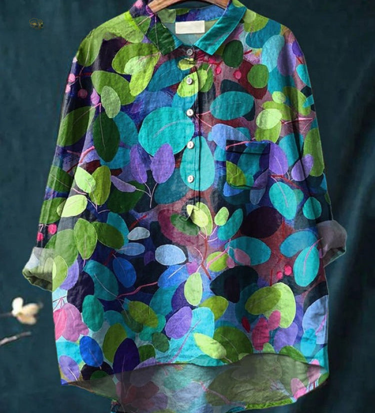 Ana – Camisa de lino con estampado