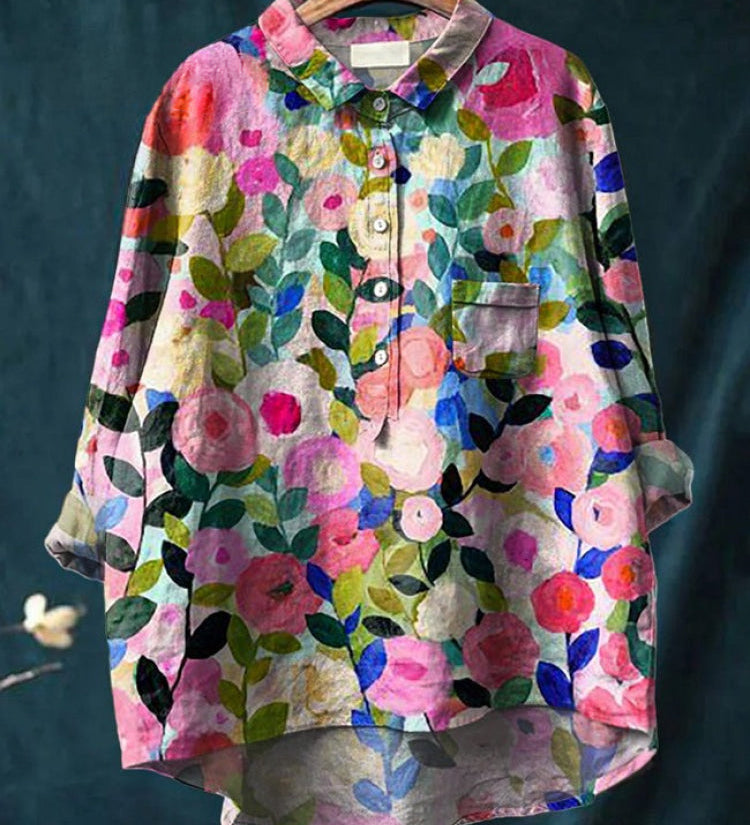 Tiziana – Camisa de lino con estampado