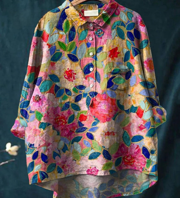 María – Camisa de lino con estampado