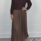 Claudia - Vestido maxi con suéter y falda plisada