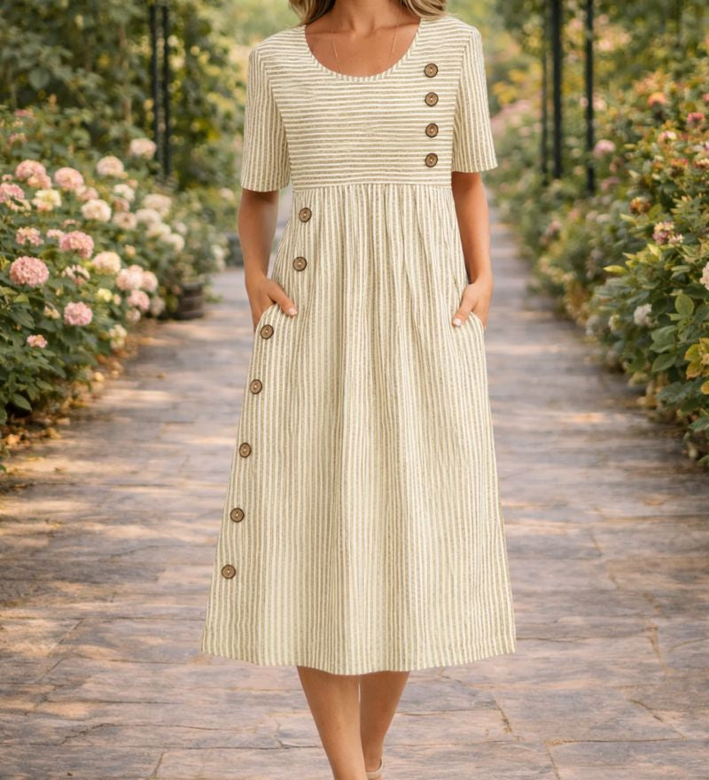 Paola | Vestido Midi de Rayas