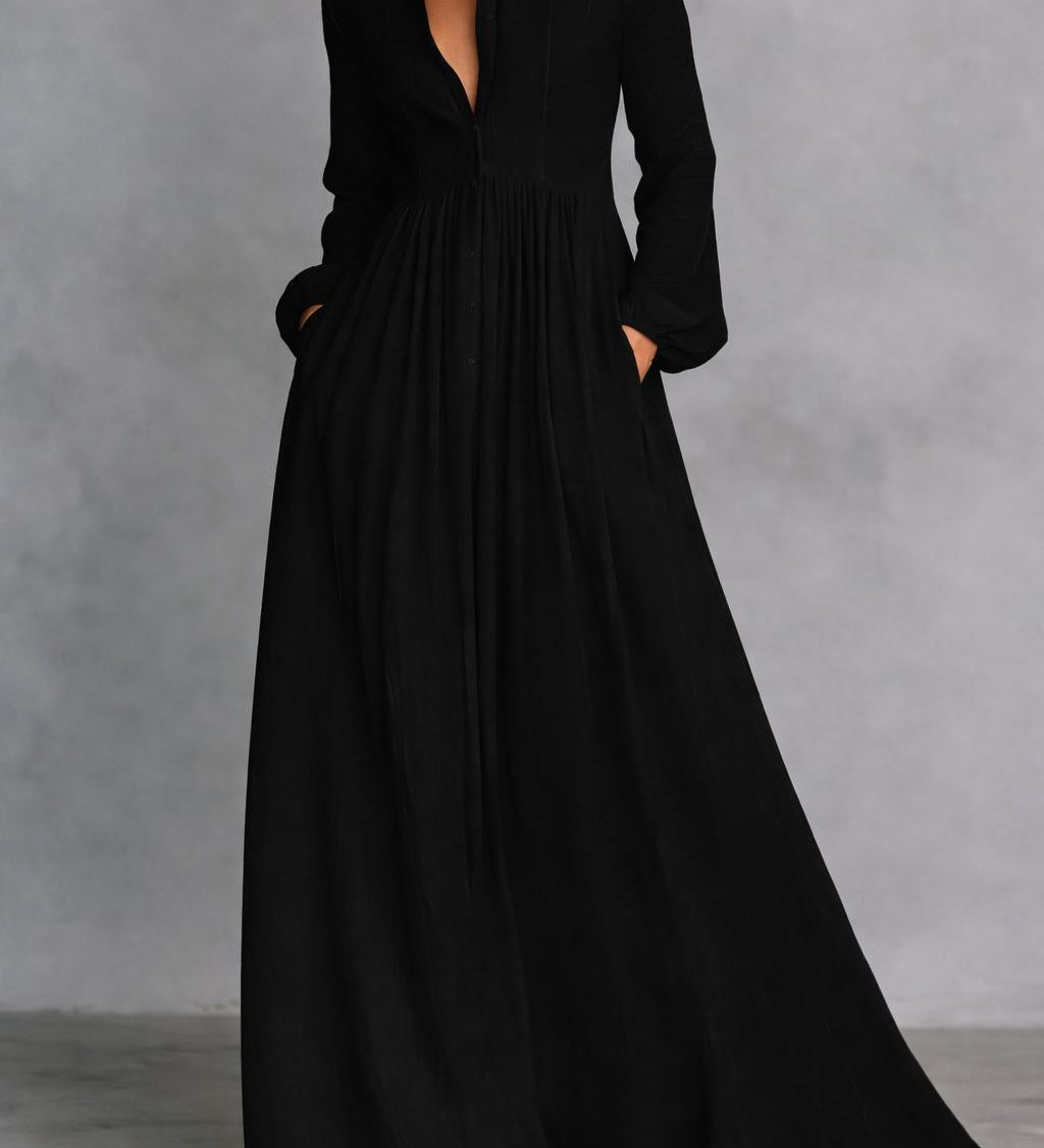 Carmen | Vestido Maxi con Botones Frontal Fluidos