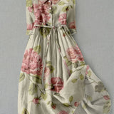 Lucía | Vestido Vintage con Cordones y Estampado Floral