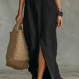 Carmen | Vestido maxi negro holgado con botones