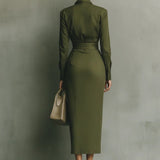 Carmen | Vestido maxi en verde militar