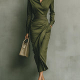Carmen | Vestido maxi en verde militar