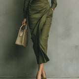 Carmen | Vestido maxi en verde militar
