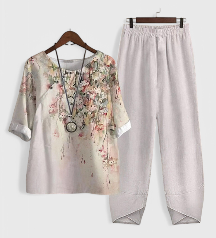 Ursula Conjunto Chic de Camisa y Pantalón con Estilo Relajado