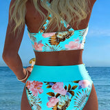 Valentina | Bikini con Estampado Floral Contrastante y Abertura