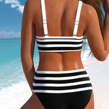 Marina | Bikini a Rayas de Cintura Alta
