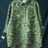 Elena – Camisa de lino con estampado