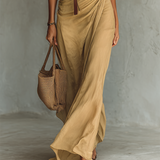 Daniela | Vestido maxi con solapa y mangas largas para mujeres