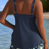 Marina | Tankini a Rayas de Dos Piezas con Pantalón Corto de Playa