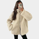 Petra – abrigo teddy oversized para mujer con cremallera