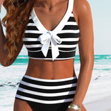 Marina | Bikini a Rayas de Cintura Alta