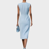 Moana |  Vestido Midi de Manga Larga Con Cuello Redondo