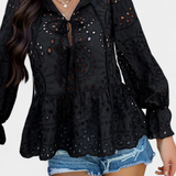 Kayden Top Bohemio de Encaje con Corte Fluido