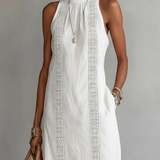 Aurora | Vestido Midi Sin Mangas con Detalles de Encaje