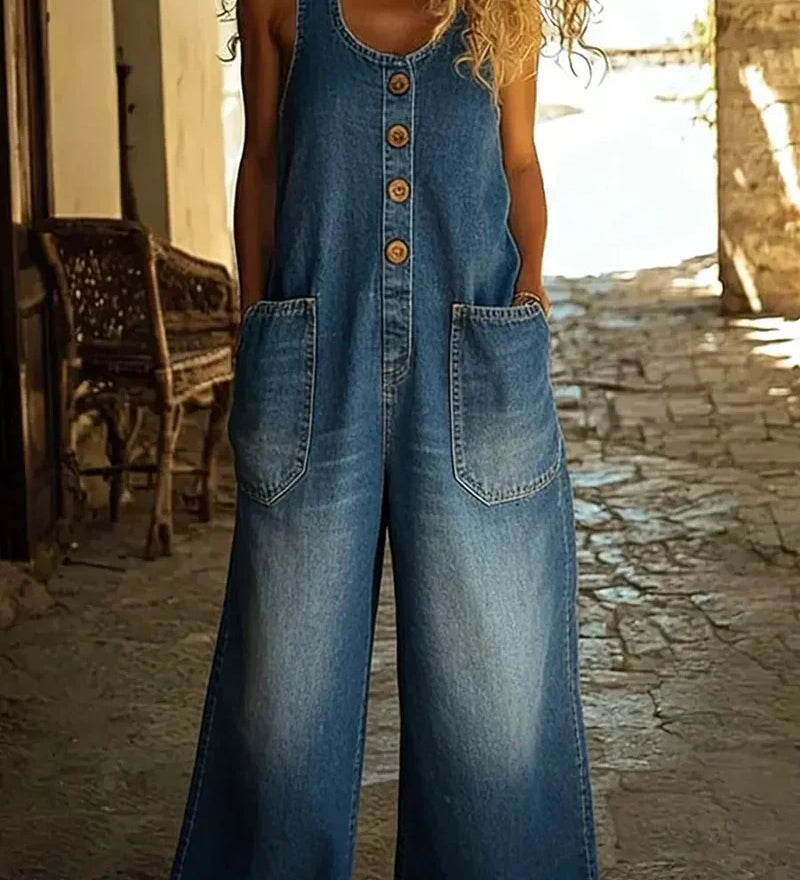 Valeria | Mono Vaquero de Tirantes Estilo Vintage